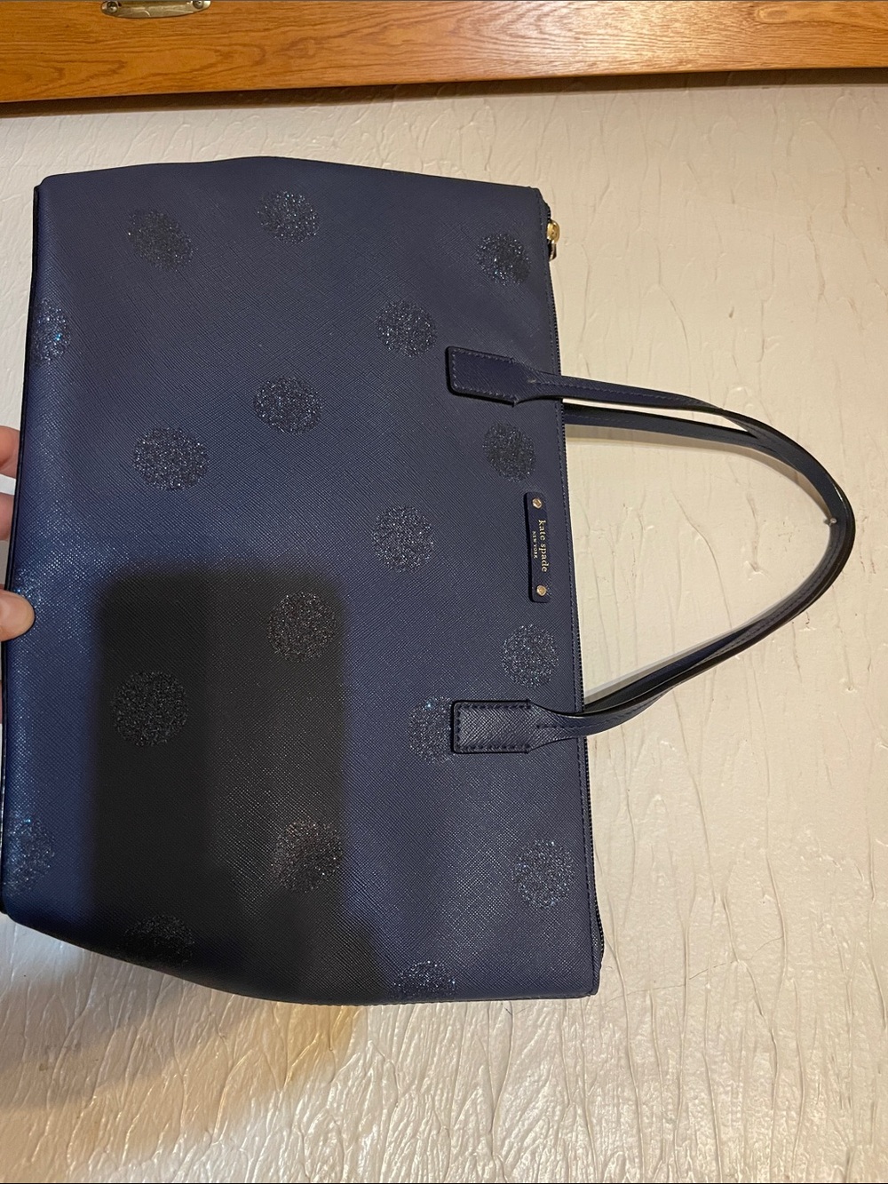 kate spade Navy Glitter Polka Dot Tote